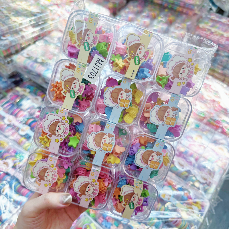 Mini cabeza de princesa en caja, clip de agarre pequeño, clip de flequillo, horquilla rota en la frente, banda elástica para niños, no daña el cabello, anillo del pulgar al por mayor image 60