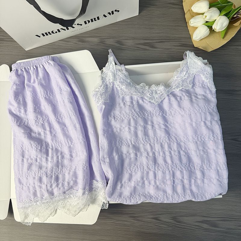 Nuevos pijamas transfronterizos con cojín de pecho mujeres nubes de verano de algodón con pantalones cortos dulces y lindos juegos de ropa para el hogar