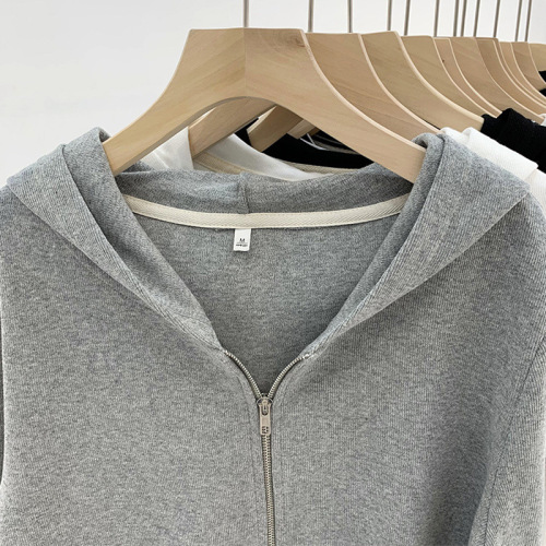 Plus-size women's hidden belly long-sleeved hooded base shirt for 2025 spring and autumn, vintage and slimming short-sleeved top