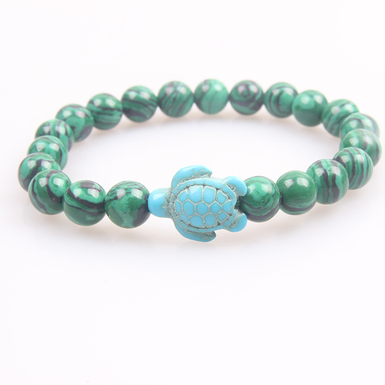 말라카이트 청록색 거북이 팔찌 8mm, 약 22개, 19g