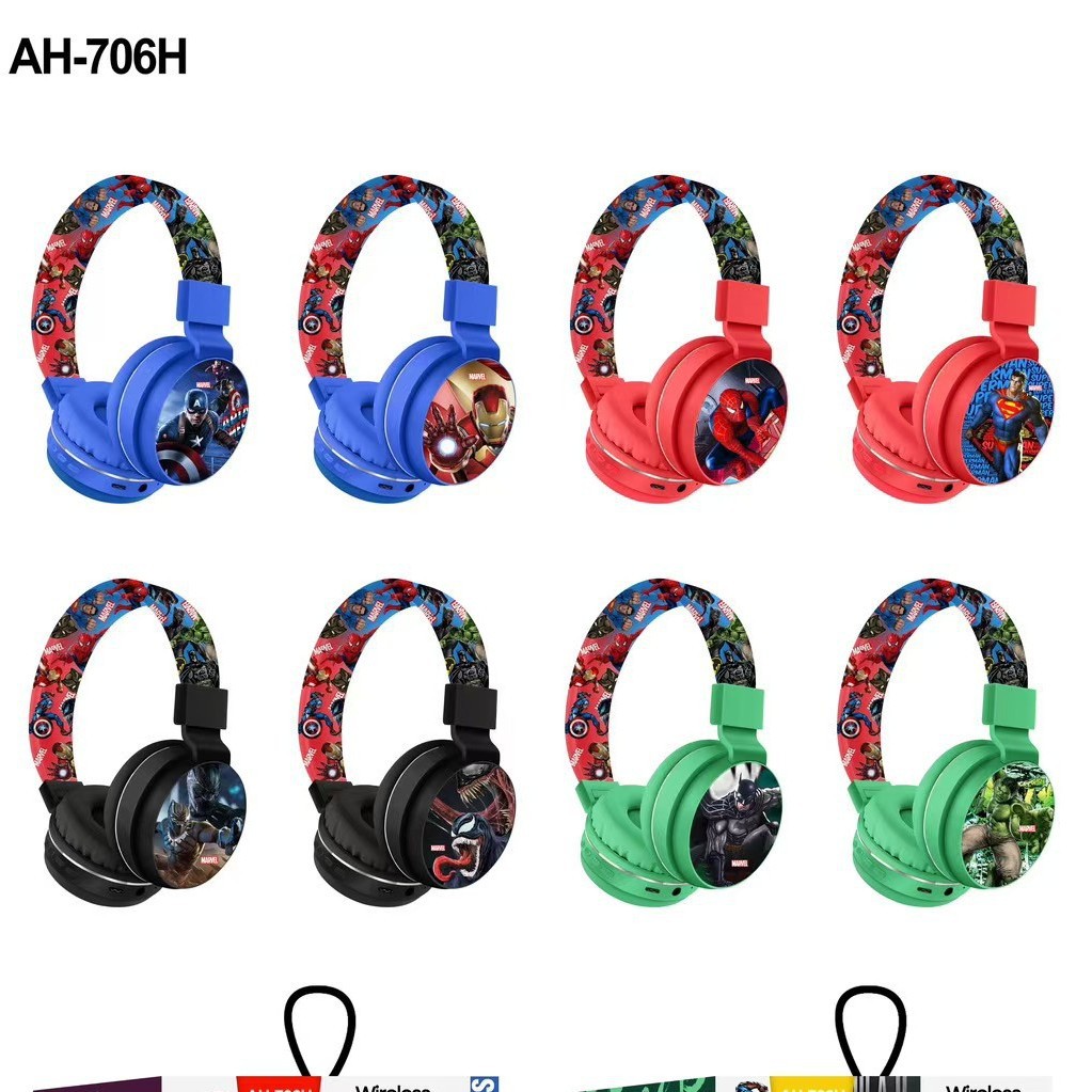 AH - 706H Spiderman auriculares de dibujos animados estudiantes lindos dibujos animados inalámbricos inteligentes descomprimidos auriculares Bluetooth image 1