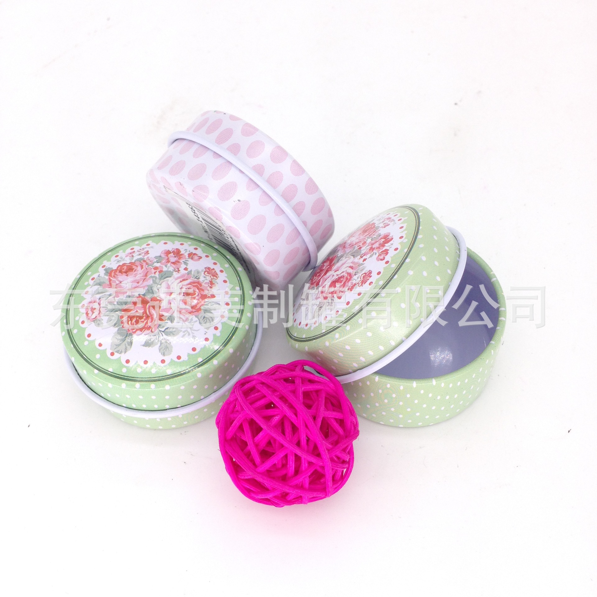 可爱唇膏小铁盒 圆形唇膏铁盒 喉爽糠小铁盒 粉底铁盒 丰胸精油铁