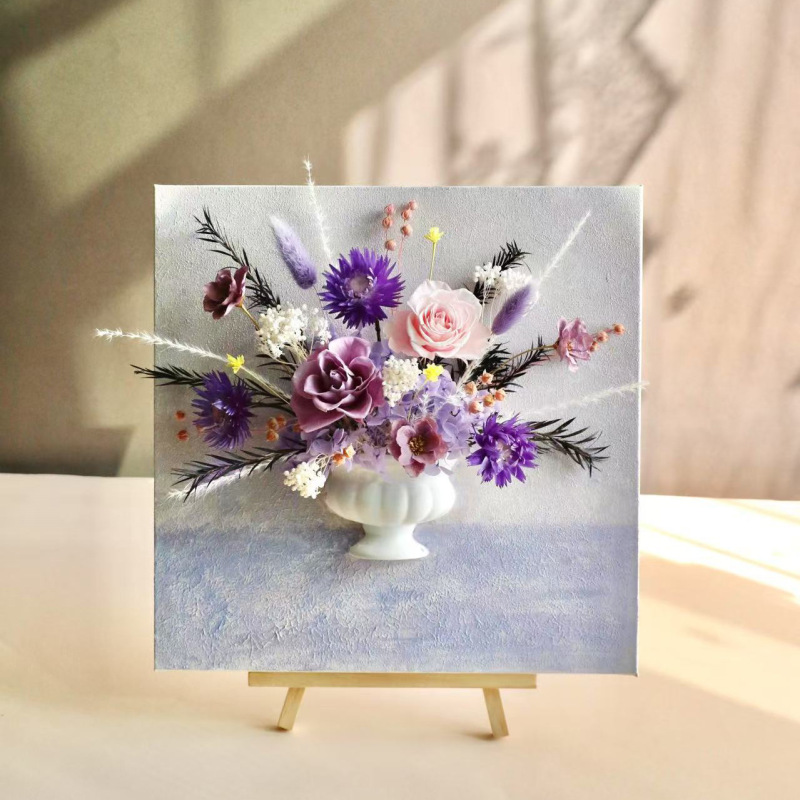 中国のバレンタインデー永遠の花装飾画半壁花瓶絵画壁石膏花器レトロ花装飾材料油絵|undefined
