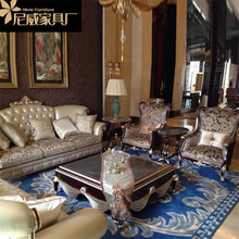 亚历山大欧式新古典客厅家具 实木雕花布艺单位沙发 卧室休闲椅