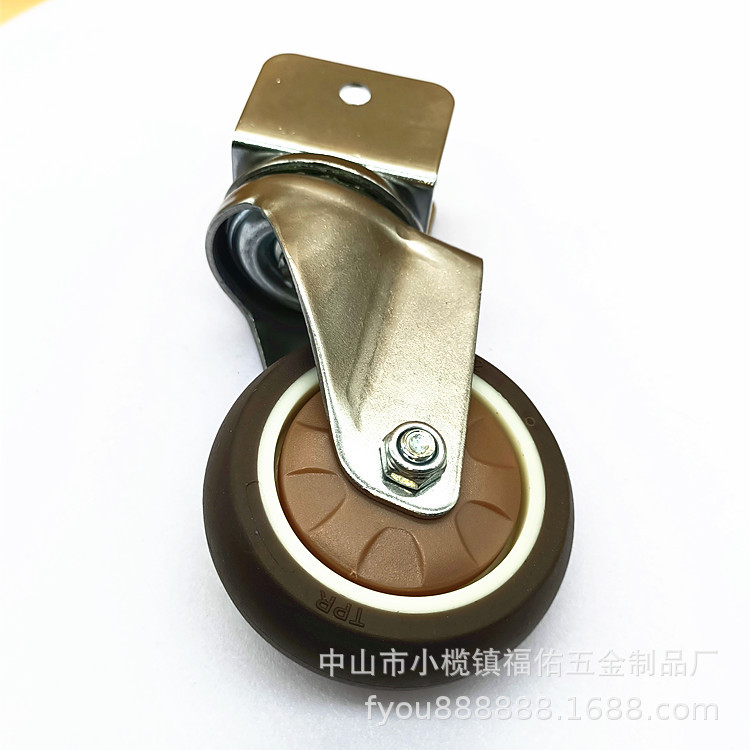 L型U型夹板TPR静音轮 1寸2寸滑轨固定工业脚轮定向万向小推车轮厂