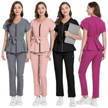 大码显瘦女款腰带蝴蝶结医生护士洗手衣iCU月子中心护士服两件套