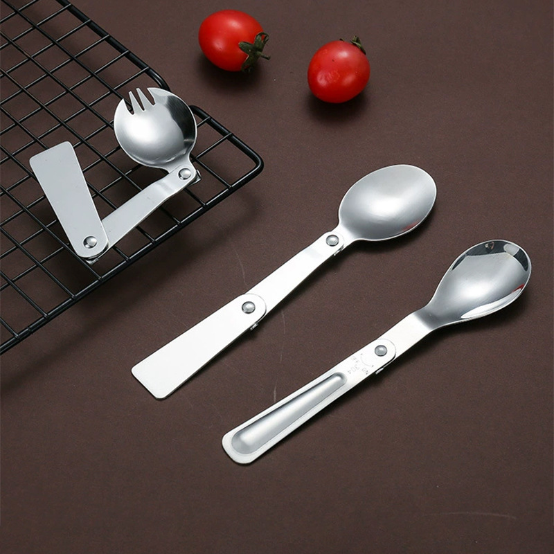 304 Stainless Steel Travel Outdoor Folding Spoon Tableware Two…