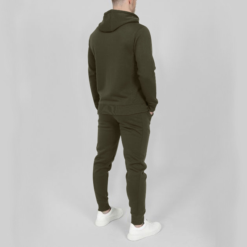 Autumn and Winter Sports Men's Fashion Casual Set Hooded Cardigan Coat Solid Color_voghion.com
