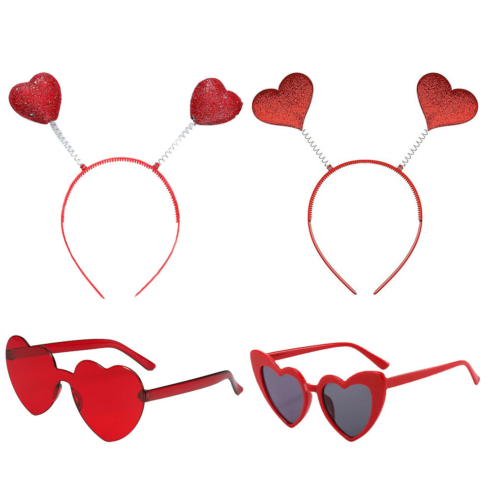 Ventas transfronterizas calientes del día de San Valentín amor cinturón de cabeza ins red moda esquinilla roja amor cinturón de cabello decoración de vacaciones