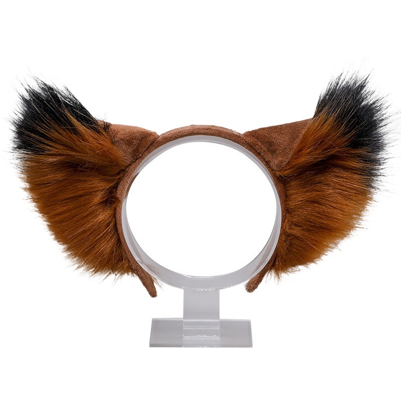 De una sola pieza hecha a mano de peluche Lolita tocado horquilla oreja de Lobo oreja de gato simulación bestia oreja de zorro diadema