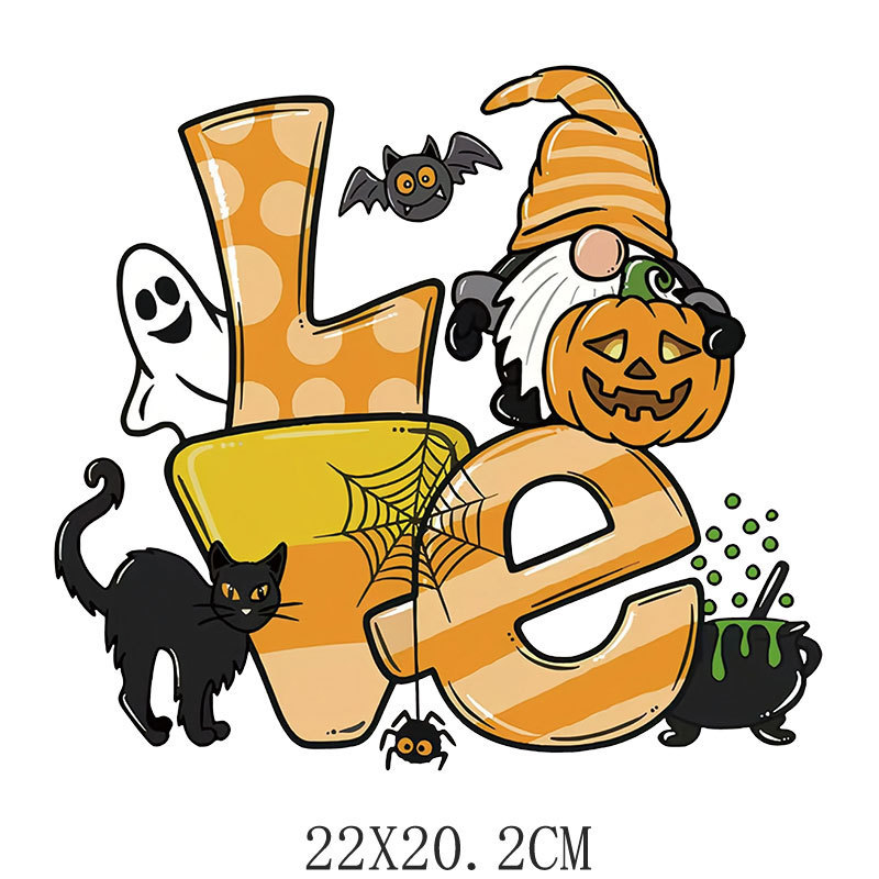 亚马逊货源万圣节烫画现货 衣服印花图案烫印logo高弹耐水洗烫标|undefined