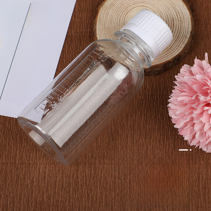 Transparent plastic brown bottle