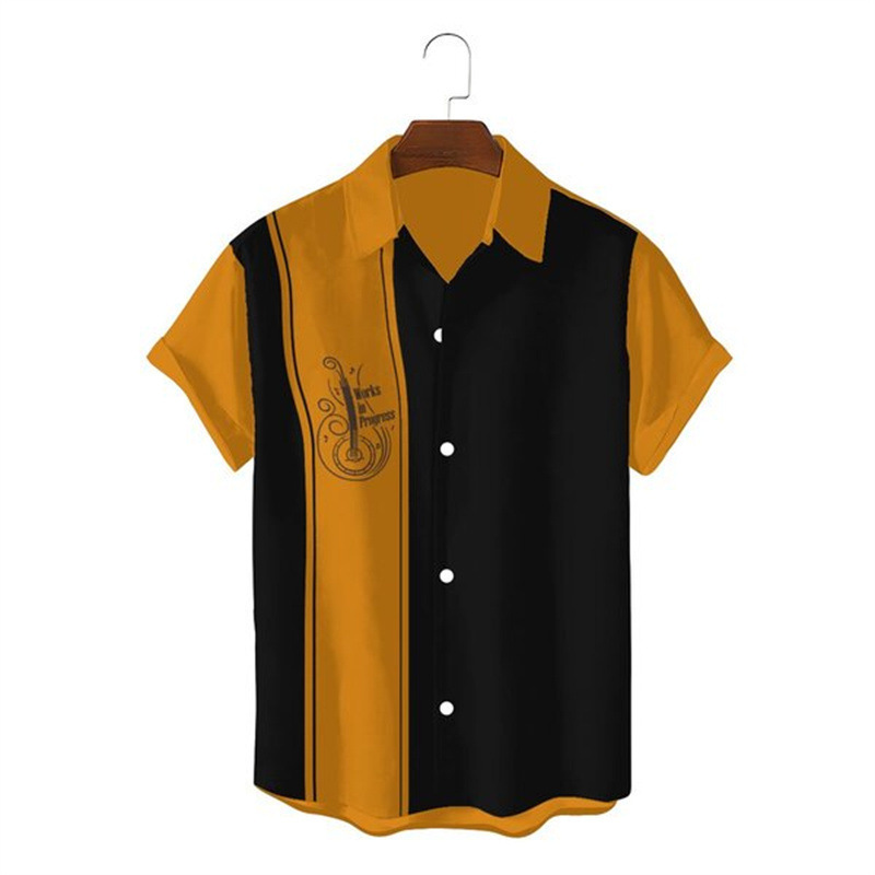 Camisa de manga corta con estampado de primavera y verano transfronterizo de estilo de playa casual hawaiano geométrico de manga corta para hombres Camisa 2024 nuevo estilo