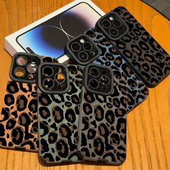 适用iPhone16ProMax手机壳苹果15/14咖色豹纹13/12/11瞳眼羊巴皮