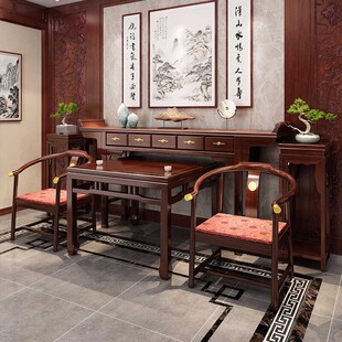 New Chinese-style Solid Wood Zhongtang Six-piece Eight Immortals Table Fragrant Case Descendant Table Master Chair Table Rural Home Entrance Table