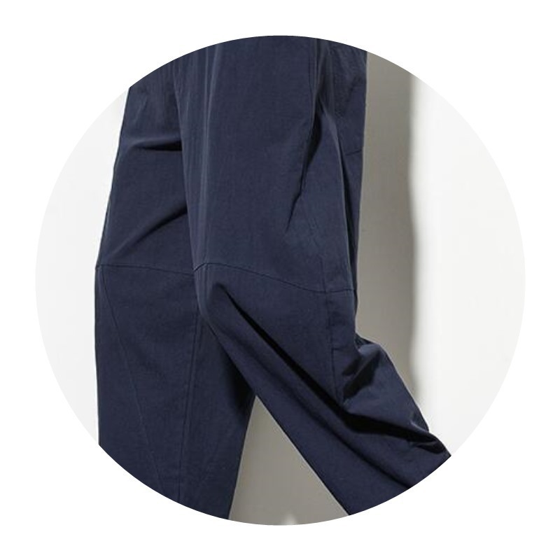 Pantalones de hombre de estilo chino pantalones de lino sueltos casuales primavera y verano pantalones harem de pierna ancha de lino de algodón recto fino linterna