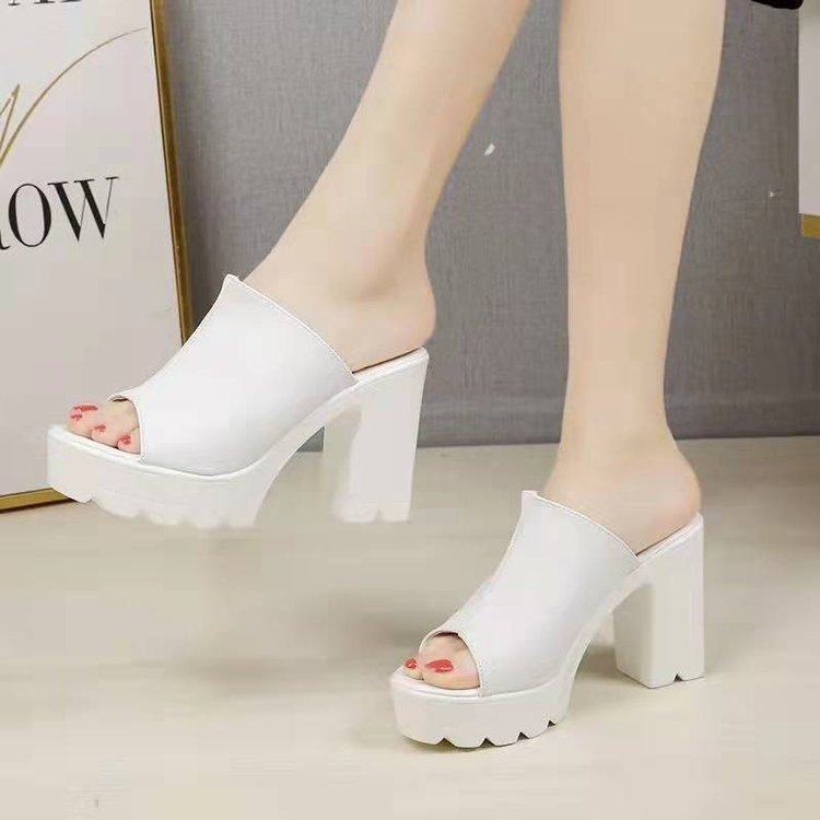 Zapatillas de pez, zapatillas frías, zapatillas de altura de moda, zapatillas de tacones altos, zapatillas antideslizantes, tacones gruesos, impermeables
