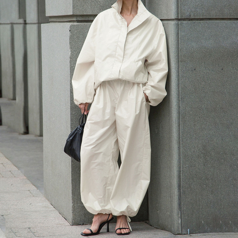 秋冬新款运动风风衣外套灯笼裤套装女设计感气质户外休闲2025跨境|undefined