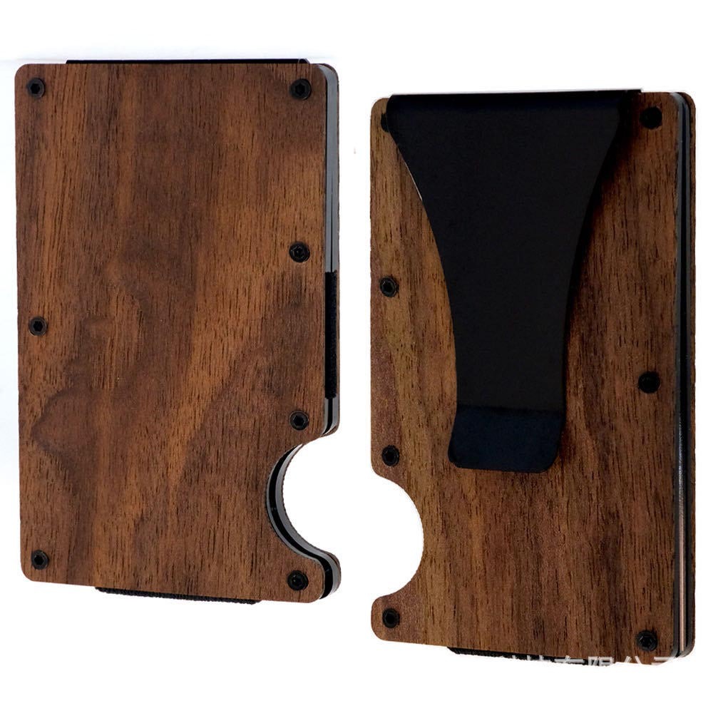 Factory Wholesale Wood Grain Card Holder Credit Card Holder Anti-Theft Rfid Wooden Wallet Card Bag Bank Card Box
