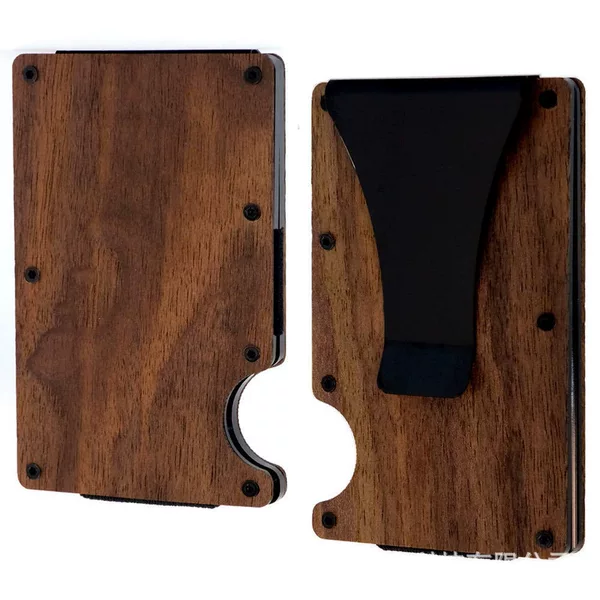 Factory Wholesale Wood Grain Card Holder Credit Card Holder Anti-Theft Rfid Wooden Wallet Card Bag Bank Card Box