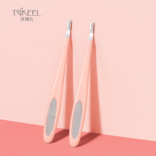 Chuanqi'er professional manicure dead skin fork dead skin push deep V-shaped dead skin knife to remove barbs repair nail file dual use
