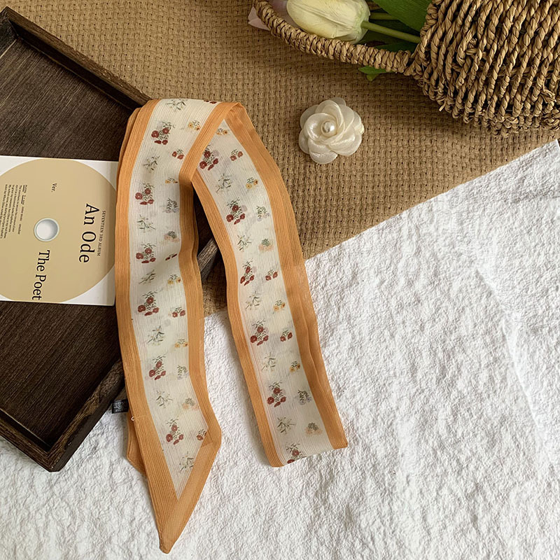 Bufanda de seda, bufanda pequeña de moda de alta gama, flor de todo fósforo, clip tridimensional, decoración de flores, serpentín, diadema