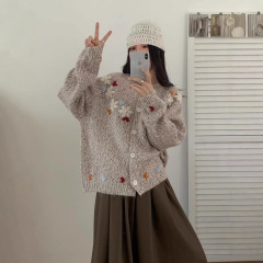 韩系甜美文艺小清新针织衫女2025秋冬新款慵懒风百搭宽松开衫毛衣