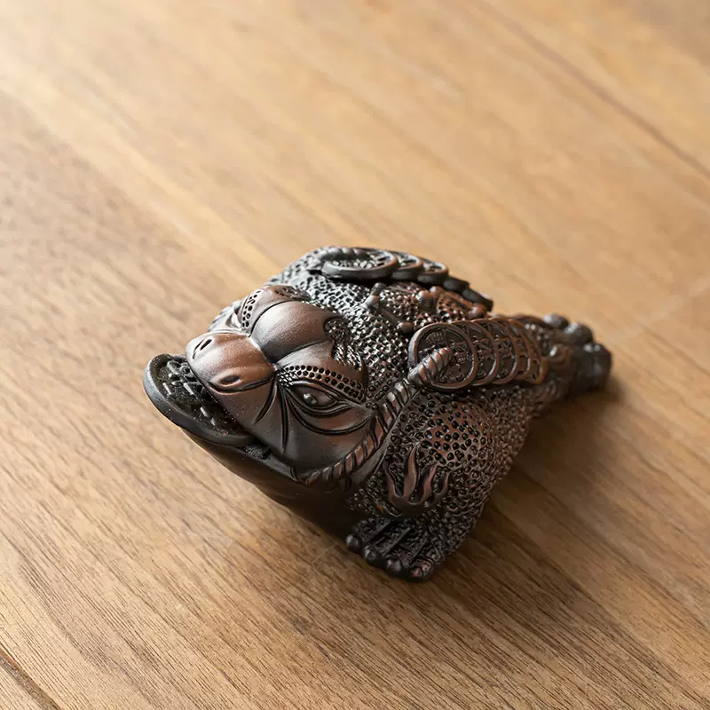 紫陶茶宠摆件三足金蟾创意精品家居客厅办公装饰工艺品开业送礼