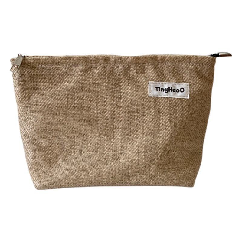 Оригинальная нишевая косметичка из льняной ткани, большая емкость, экономичная Портативная сумка для хранения, художественная женская сумка на молнии