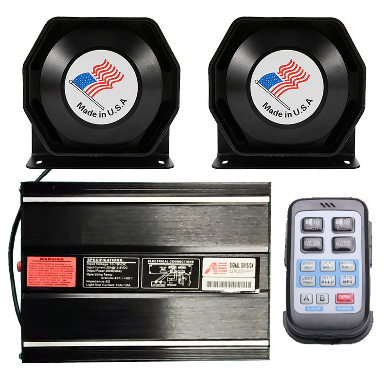 Wireless siren 400W car alarm loudspeaker high-pitched speaker AS7200B-2+octagonal horn