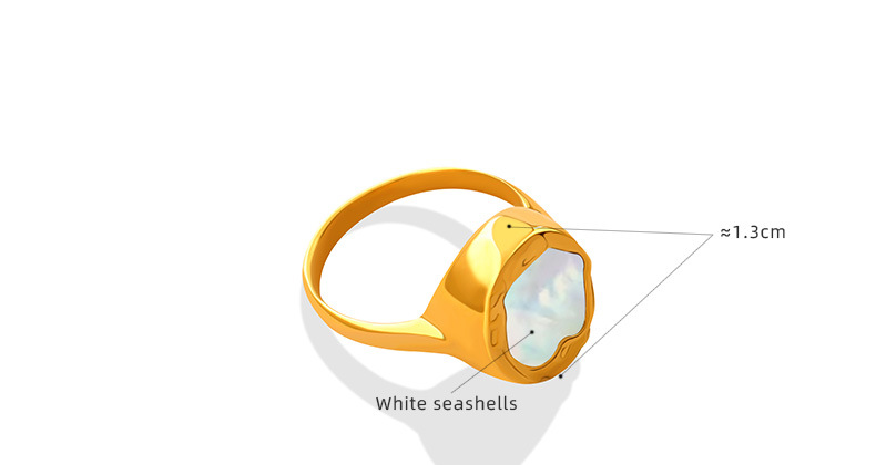 Retro Geometric Titanium Steel Plating Metal White Sea Shell Rings 1 Piece