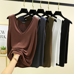 Women's 2024 Summer Modal V-Neck Tank Top, Thin Blouse, Sleeveless Basic Top, Versatile Solid Color Casual Outfit