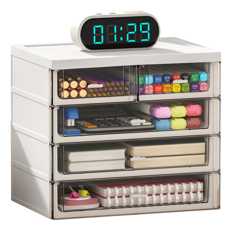 Caja de almacenamiento transparente de escritorio de estilo cajón Escritorio de oficina multifunción organizador artefacto papelería gabinete de almacenamiento de artículos diversos
