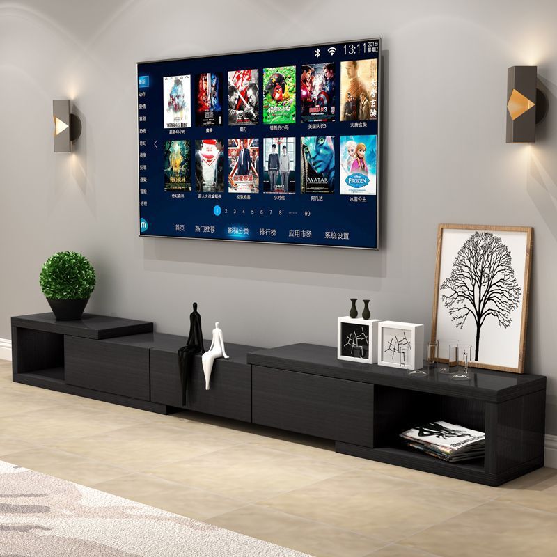 Living Room Cabinet Retractable Simple Light Luxury Bedroom Narrow Tv Cabinet Tv Cabinet Coffee Table Combination Modern Simple Small Apartment
