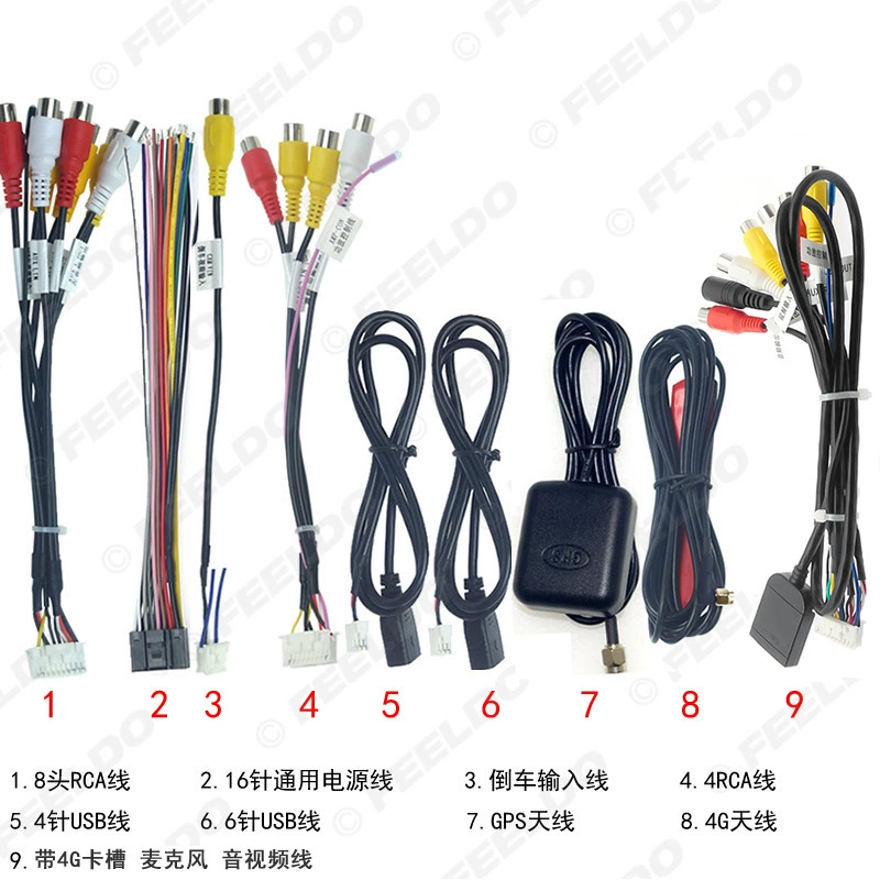 Портативная схема связи Android-Навигация Аудио-Видео RCA Выходная линия реверсивной входной линии камеры Антенна USB/GPS