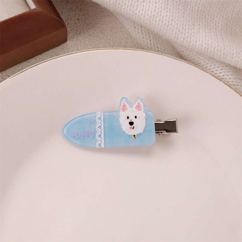 Lindas pinzas para el cabello de par de cachorros para mascotas, pinzas sin marcas de corazón de niña linda, pinzas de flequillo dulces y versátiles, accesorios para el cabello de dibujos animados