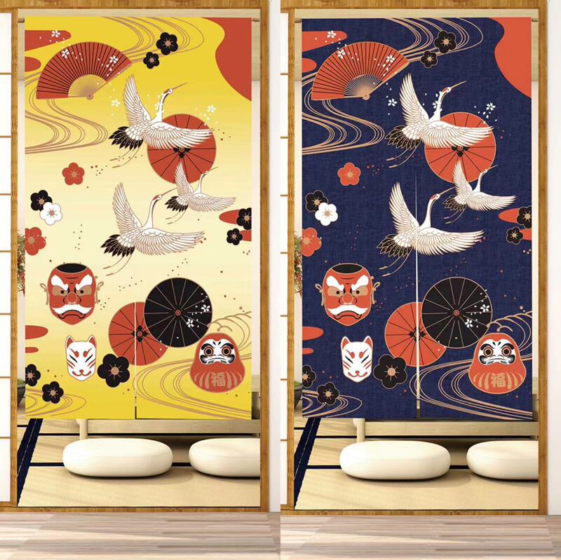 Japanese fabric door curtain fairy crane figure heat transfer printing export for many years more size please consult customer service free