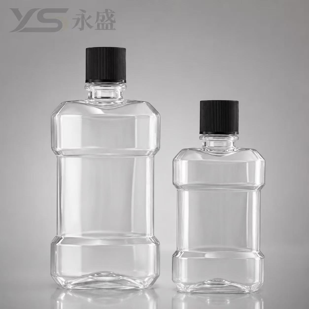 250ml塑料漱口水瓶扁瓶500毫升口腔护理清洁液透明瓶