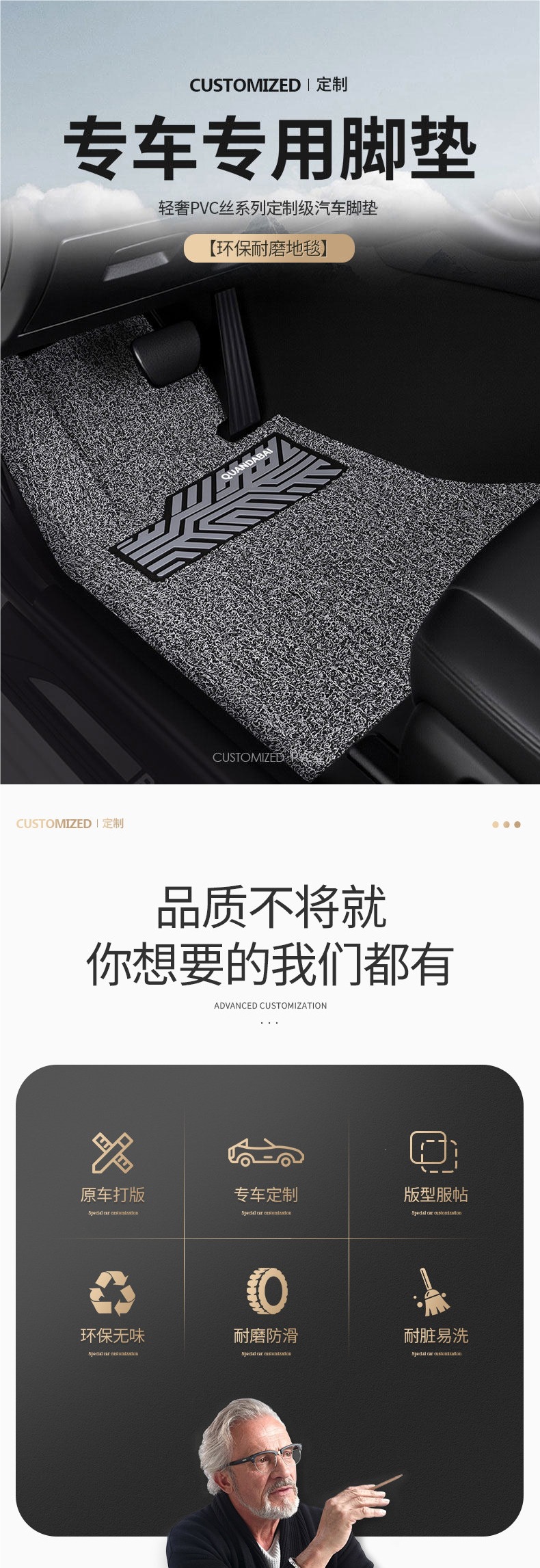 Car floor mat for driver and passenger seats, single piece wire loop carpet, car foot mat, 2025 new model