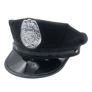 Foreign trade European and American police cap black adult policewoman sex uniform temptation Halloween props flat octagonal cap