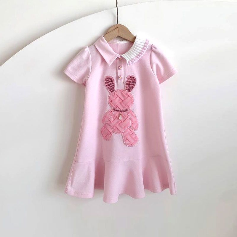 Girls' dress 2025 New Summer Little Girl Pretty Dress Children's Female Polo Princess Dress Fashionable