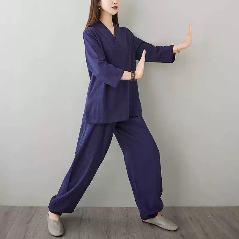 Реальные фото женских костюмов для lay, костюм из двух частей loose tea suits для женщин, комплекты для медитации из бамбука и хлопка