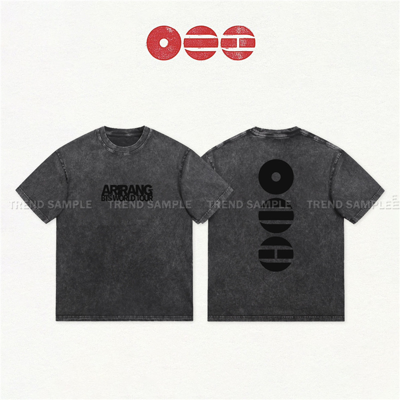 Bts Arirang Tour Merchandise Same Style Vintage Short-Sleeve T-Shirt Unisex Loose Short-Sleeve Top Bts Arirang Tour Merchandise Same Style Vintage Short-Sleeve T-Shirt Unisex Loose Short-Sleeve Top