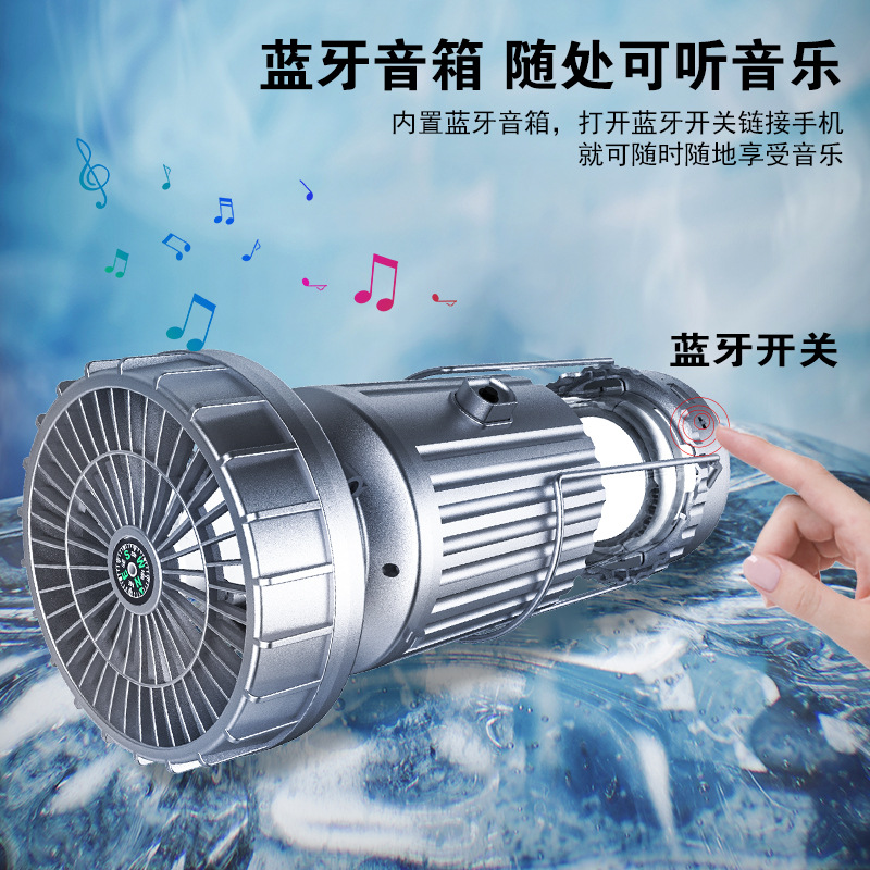 USB戶外露營藍牙馬燈續航應急照明野營燈充電太陽能充電寶風扇燈