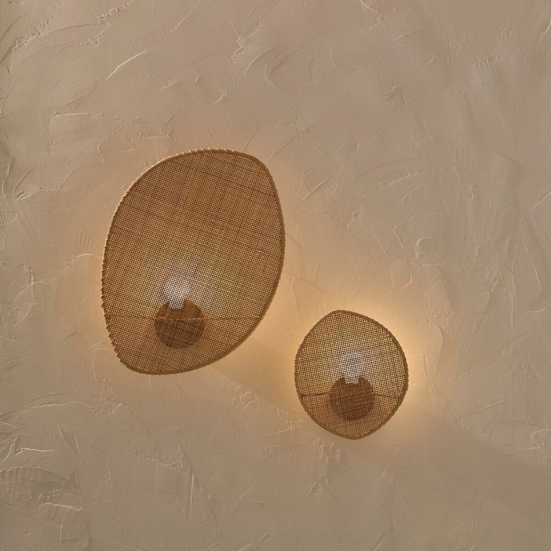 Lámpara de pared artesanal de caña de estilo japonés silenciosa en el sudeste asiático clásico ins estudio residencial sala de té iluminación artística en forma de ventilador