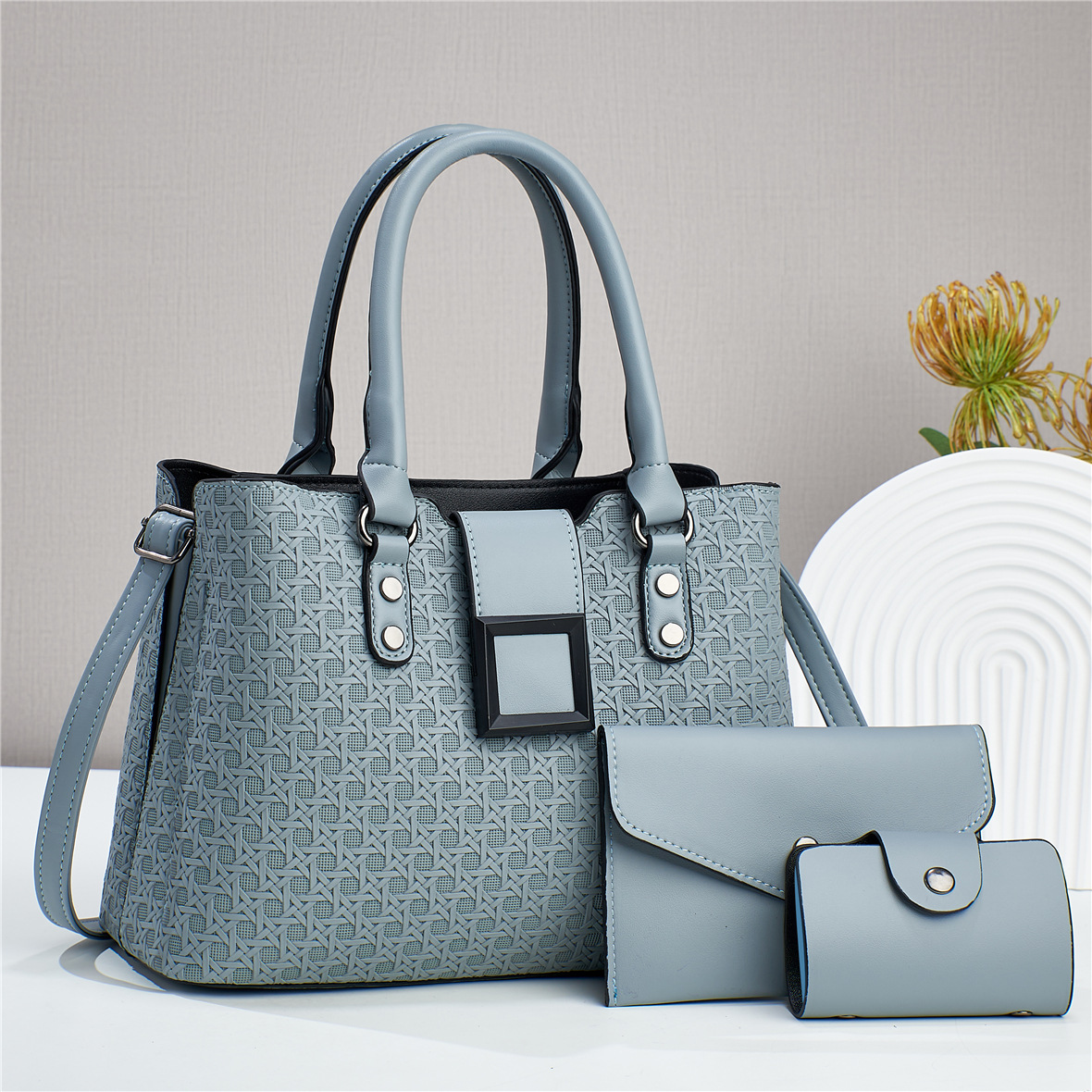 Women's Pu Leather Solid Color Vintage Style Square Zipper Bag Sets display picture 4