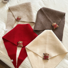 可爱立体小狗公仔儿童三角巾 秋冬服装装饰披肩针织小领巾潮批发