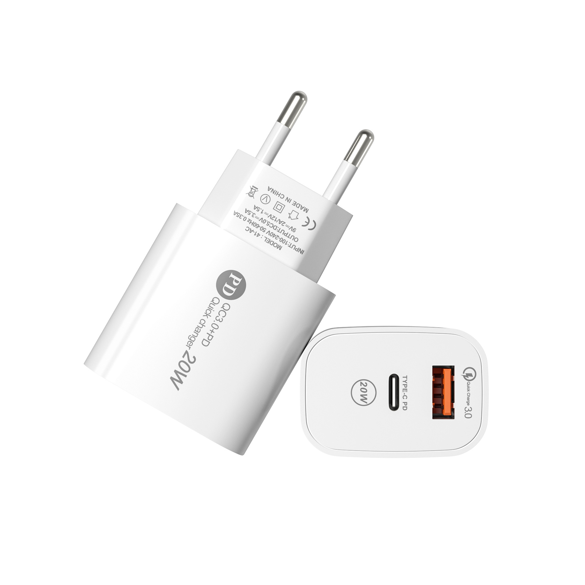 Oval PD20W QC3.0 fast charging charger AC multi-port mobile phone charging head 5v2a power adapter European and American regulations
