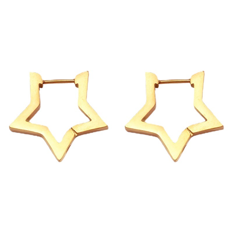Anillo de hueso de oreja de acero inoxidable de acero de titanio hebilla de oreja de estrella de cinco puntas estilo coreano Chanel 18K oro pendientes de alta calidad en stock al por mayor