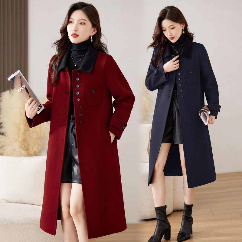 Mom's Mid-Length Woolen Top Wool Zero Double-Sided Cashmere Outwear Jacket Women's Fashionable Middle-Aged and Elderly Autumn and Winter New Style